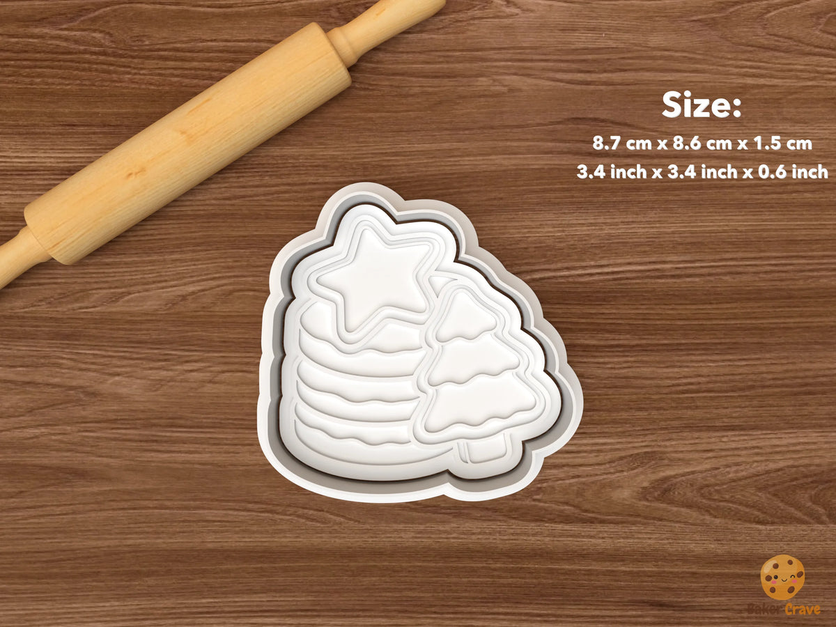 Cookies for Santa Night Cookie Cutter Set STL File - single stacked cookies with star and christmas tree