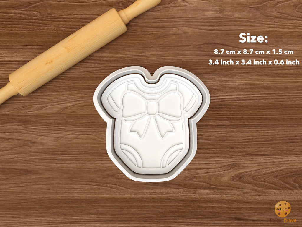 Coquette Bow Baby Shower Cookie Cutter Set STL File - single bow baby onesie