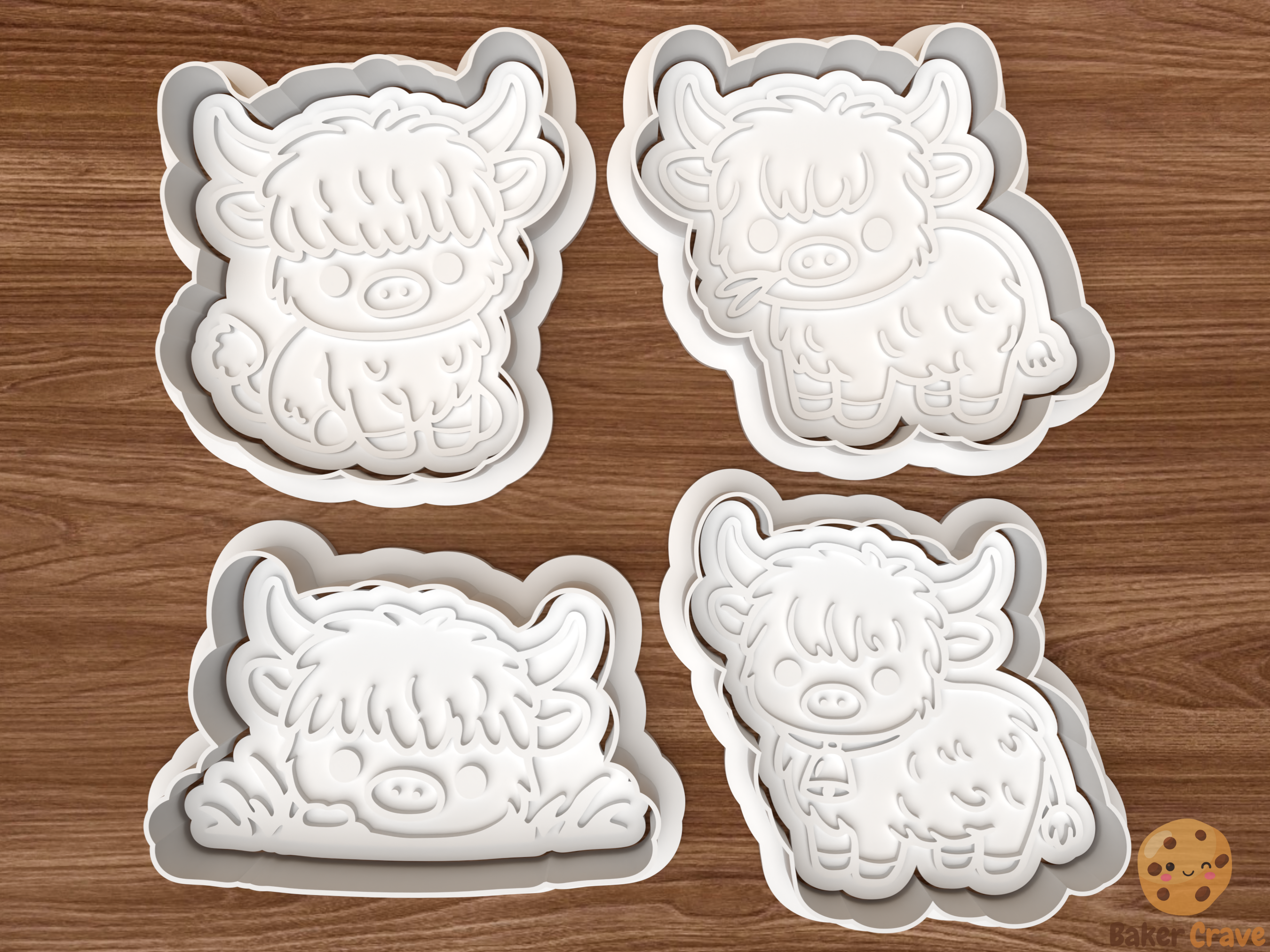 Cute Highland Cow Cookie Cutter Set STL File - cow1