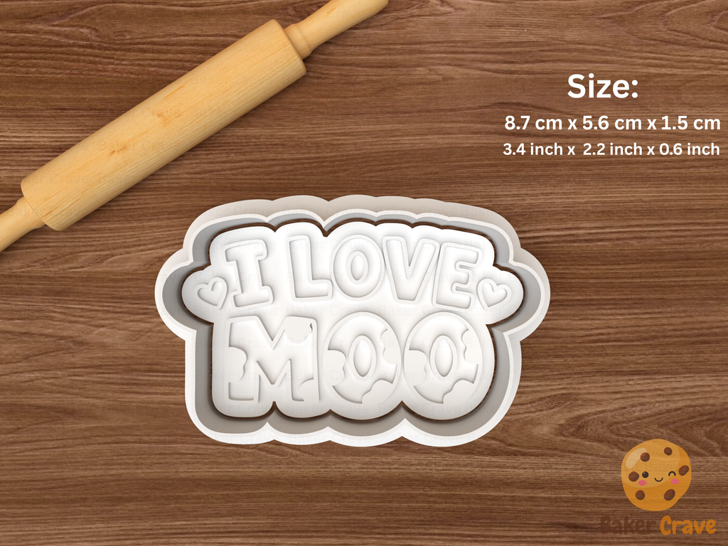 I Love Moo Cow Cookie Cutter Set STL File - cow5