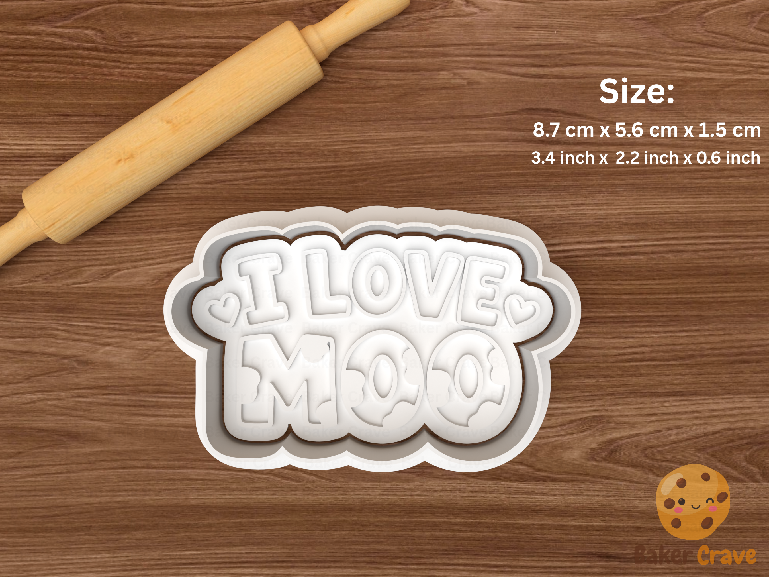 I Love Moo Cow Cookie Cutter Set STL File - cow5