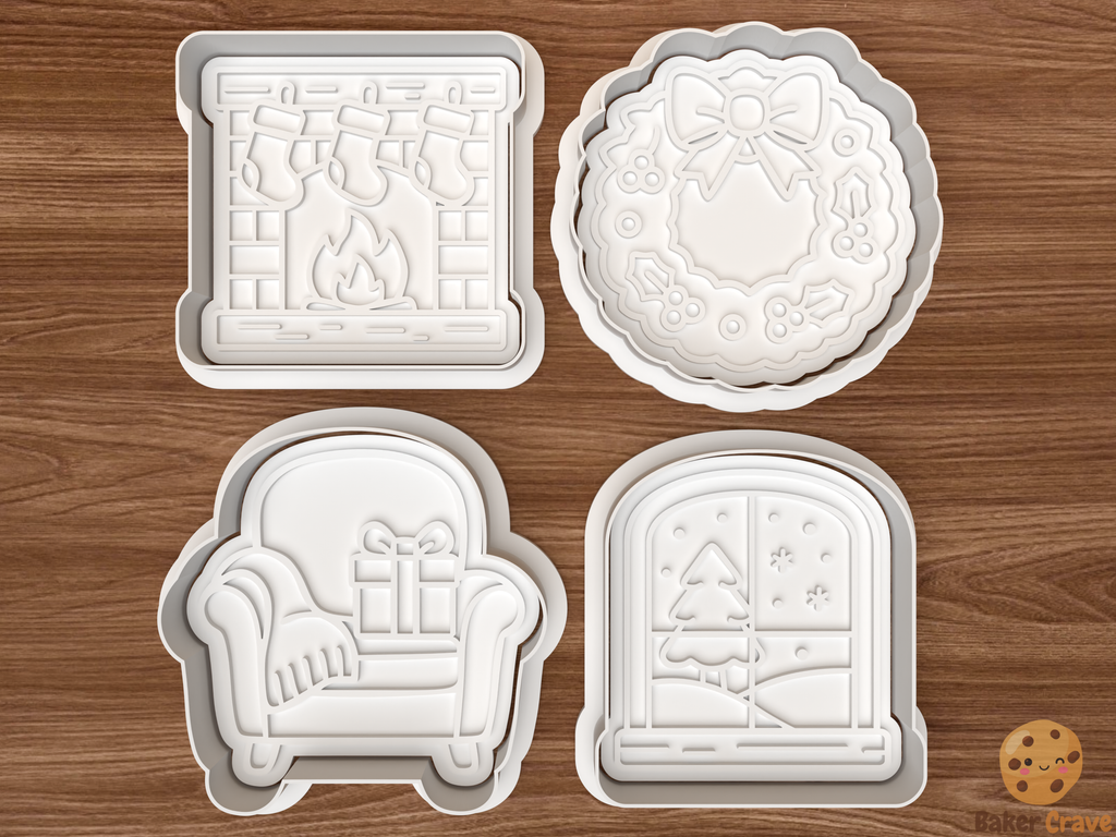 Christmas Cozy Home Cookie Cutter Set STL File - coz1