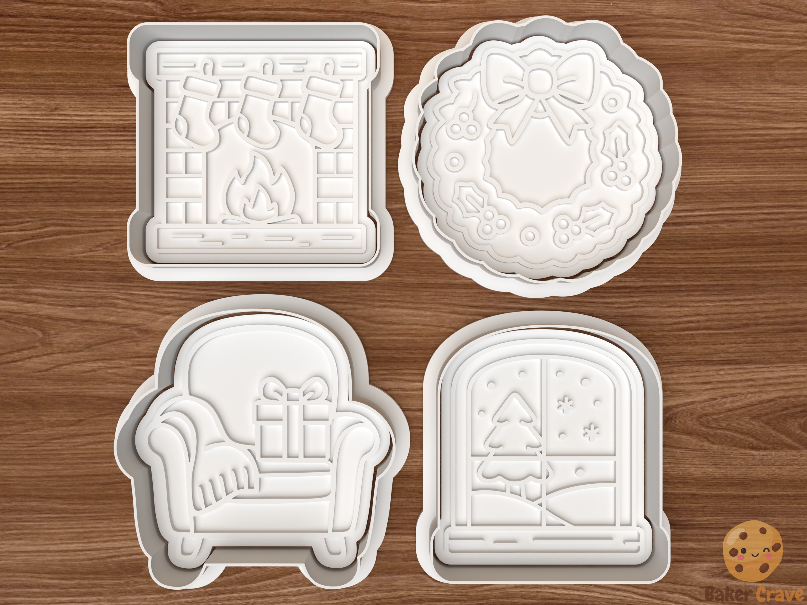 Christmas Cozy Home Cookie Cutter Set STL File - coz1