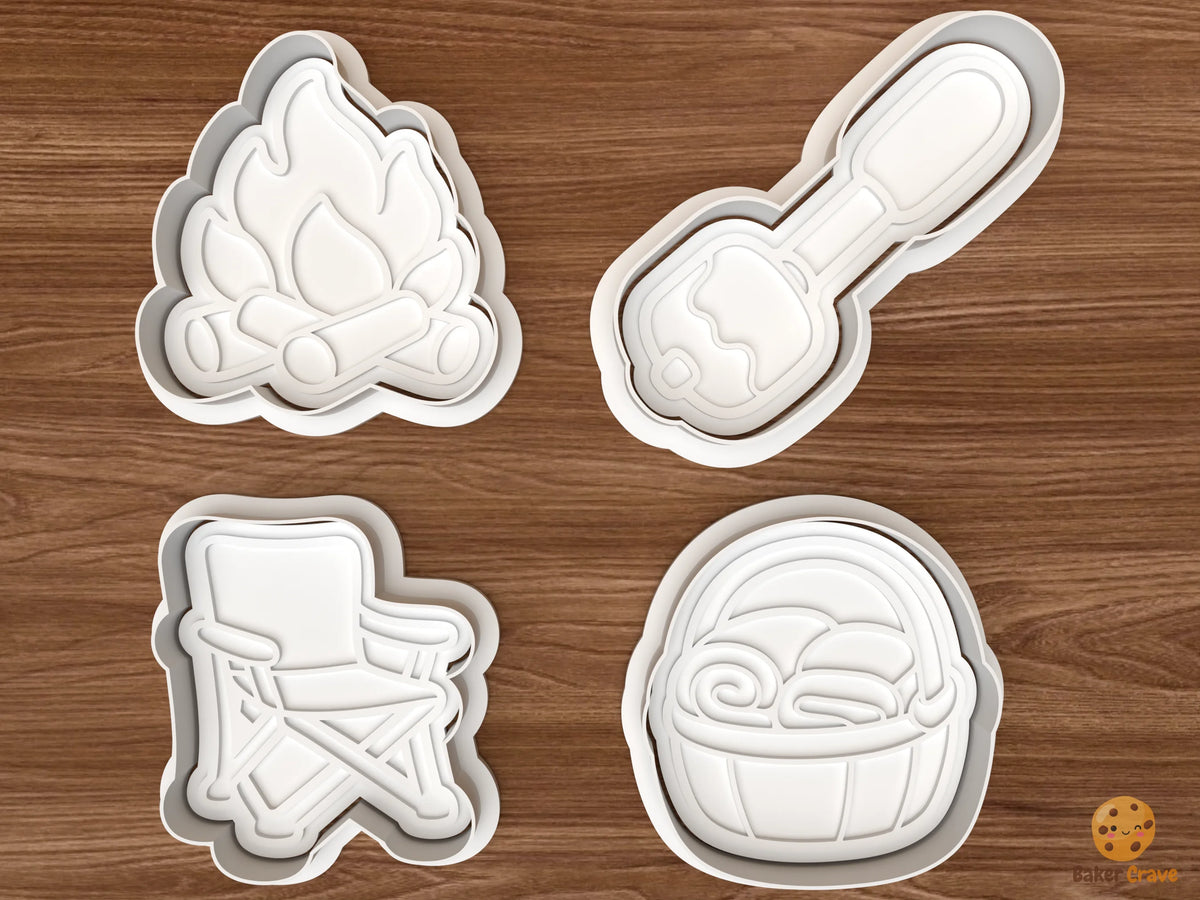 Cozy Fall Bonfire Cookie Cutter Set STL File