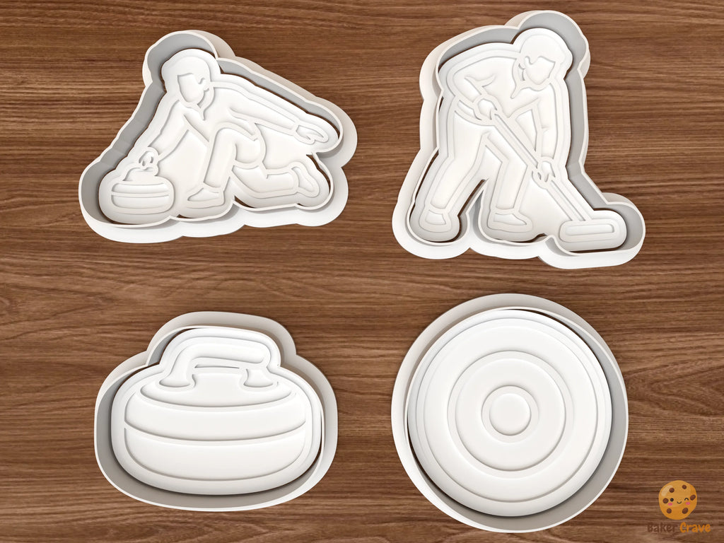 Curling Sport Cookie Cutter Set STL File - 01 set main