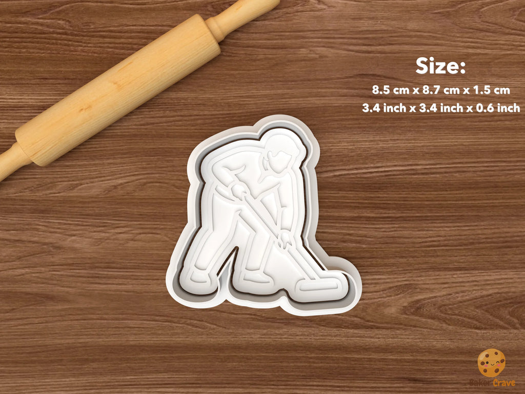 Curling Sport Cookie Cutter Set STL File - single sweeping curler