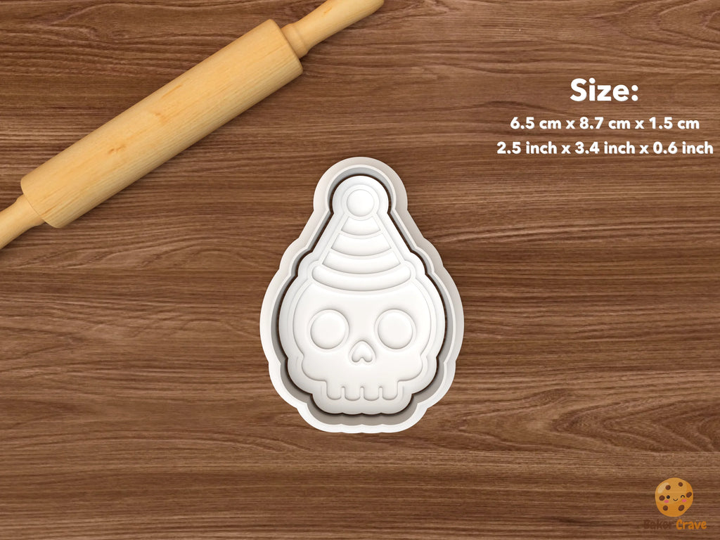 Cute Halloween Party Cookie Cutter Set STL File - single party skull