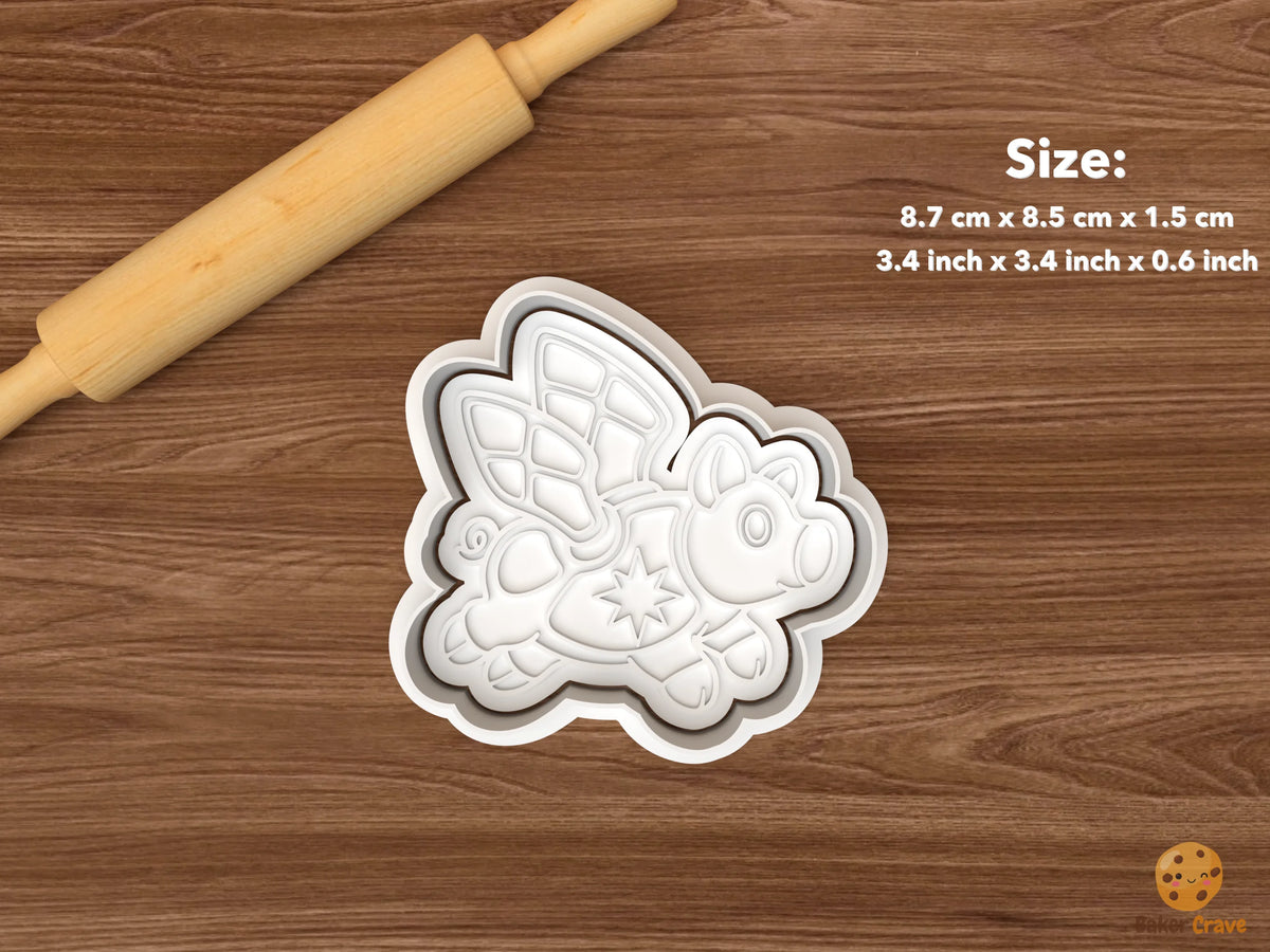 Czech Golden Pig Christmas Cookie Cutter Set STL File - single winged golden pig