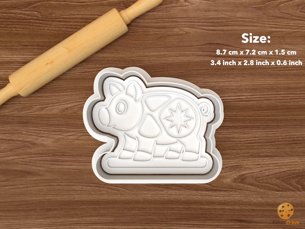 Czech Golden Pig Christmas Cookie Cutter Set STL File - single standing golden pig