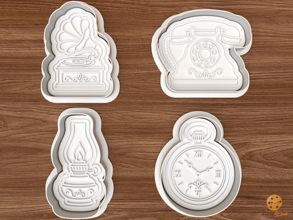 Vintage Antique Objects Cookie Cutter Set STL File