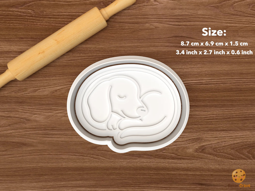 Dachshund Dog Cookie Cutter Set STL File - single sleeping dachshund dog