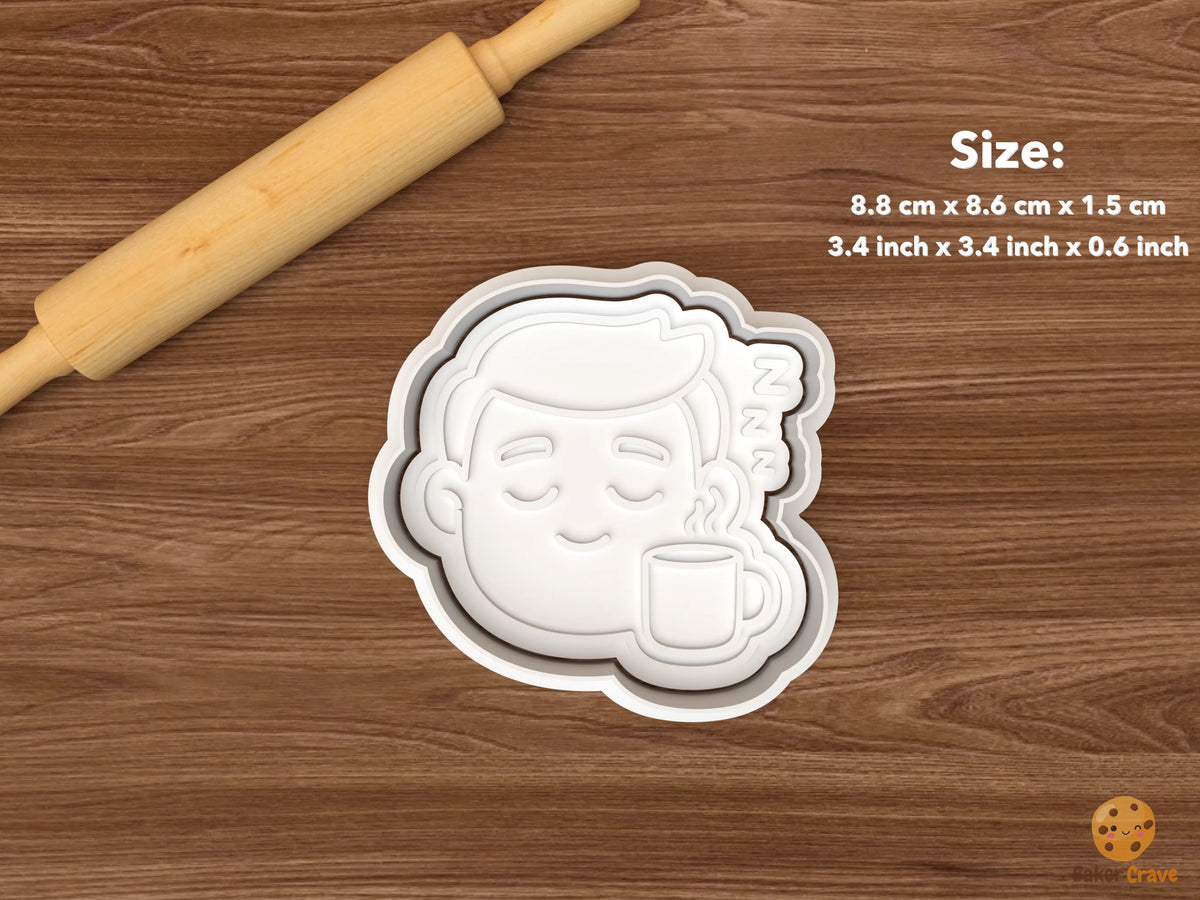 Dad Fuel Coffee Cookie Cutter Set - single sleepy dad face