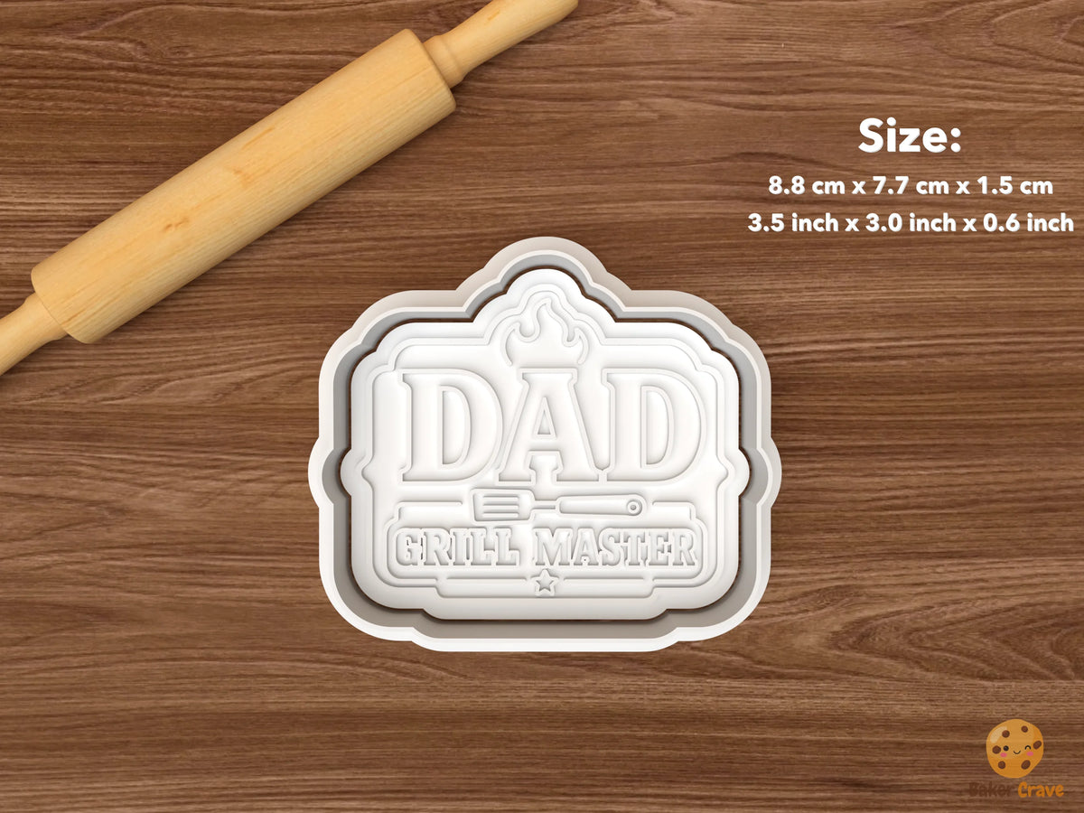DAD Grill Master Cookie Cutter - single dad grill master plaque