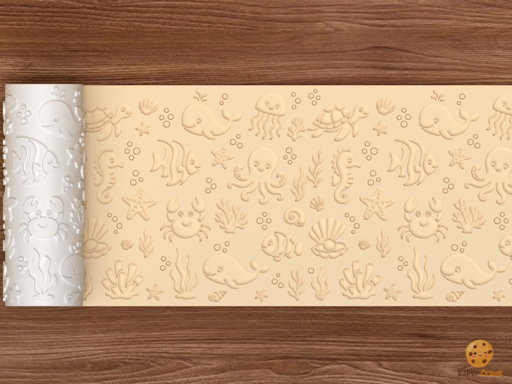 Ocean Animals Pattern Textured Roller STL File