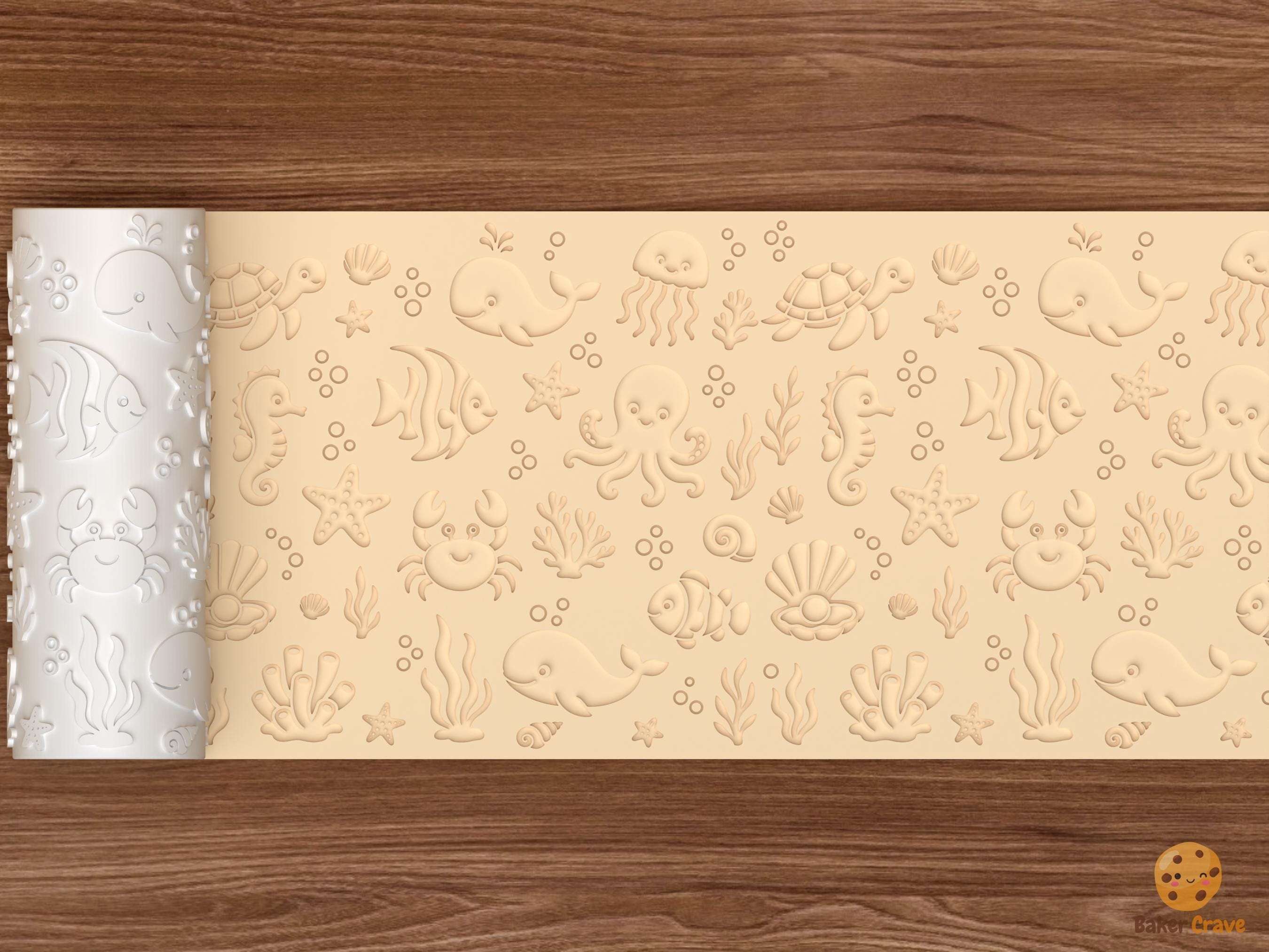 Ocean Animals Pattern Textured Roller STL File