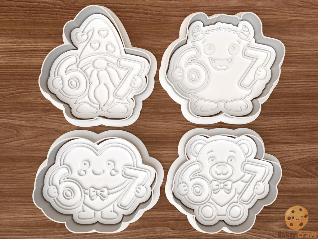 Cute 6 7 Valentine Characters Cookie Cutter Set STL File