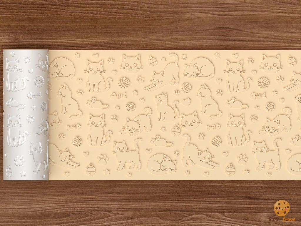 Cat Pattern Textured Roller STL File