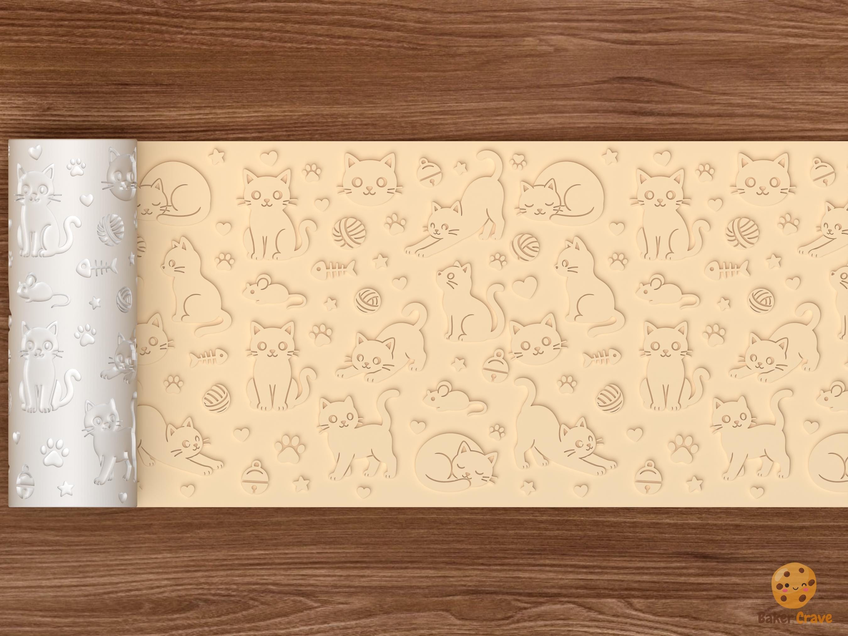 Cat Pattern Textured Roller STL File