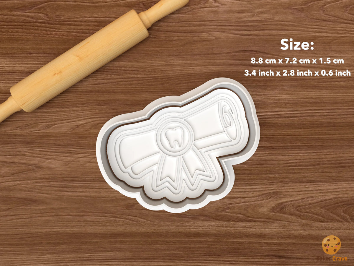 DDS Dental Graduation Cookie Cutter Set - single dental diploma ribbon