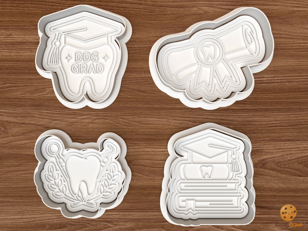 DDS Dental Graduation Cookie Cutter Set STL File - 01 set main