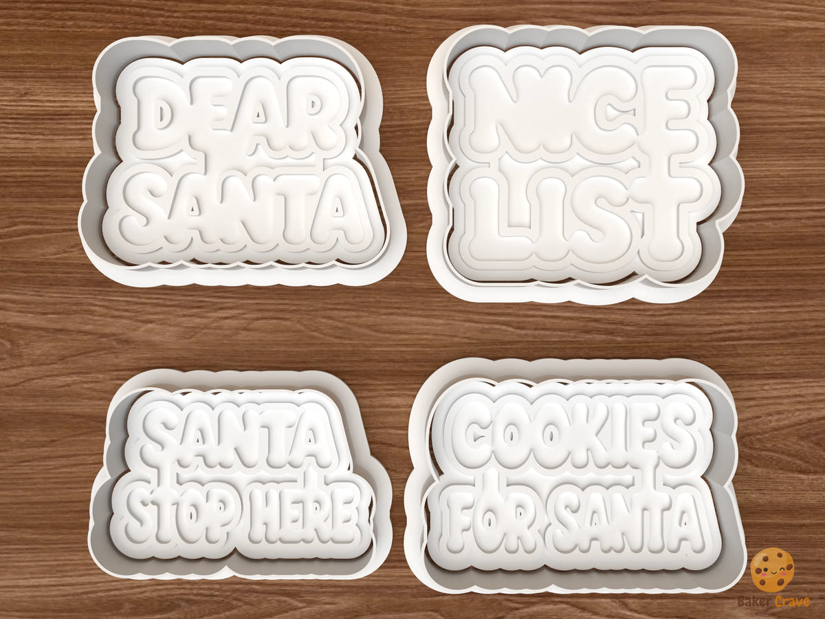 Dear Santa Christmas Words Cookie Cutter Set STL File