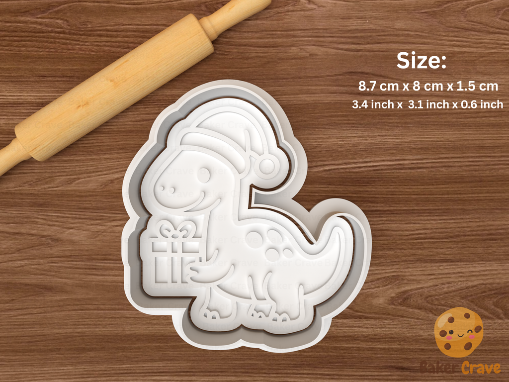 Christmas Dinosaur Cookie Cutter Set STL File - dino2
