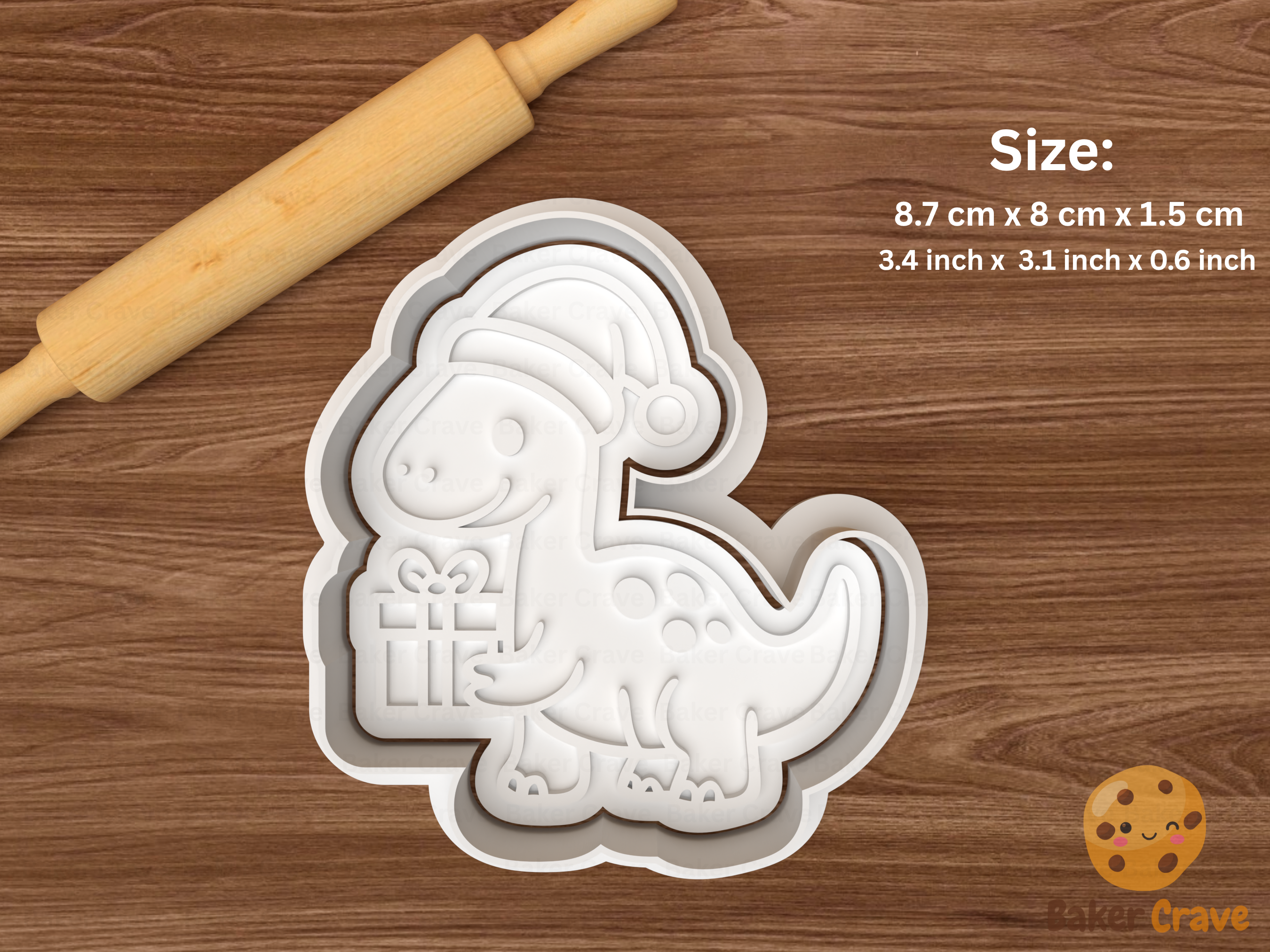 Christmas Dinosaur Cookie Cutter Set STL File - dino2