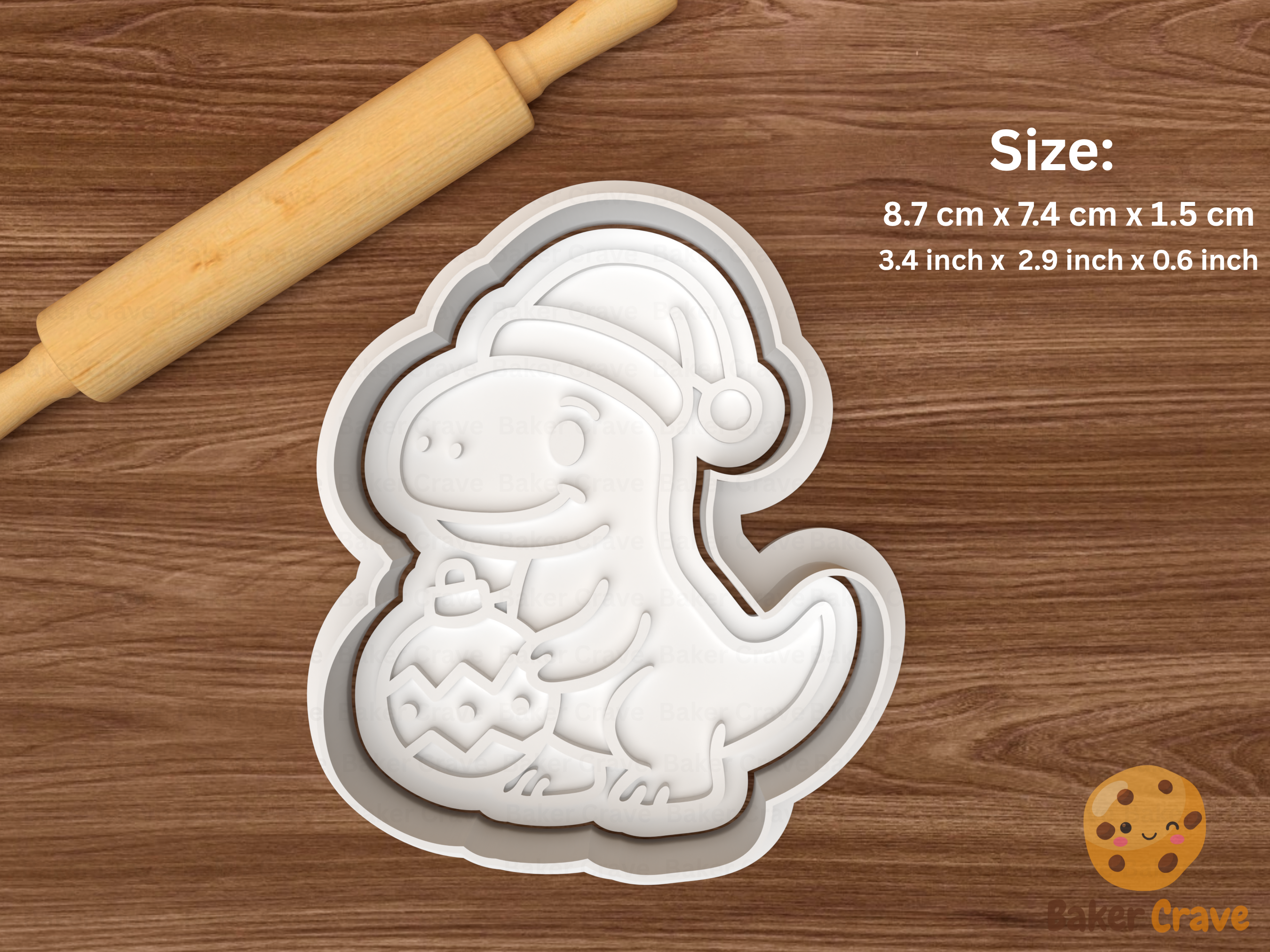 Christmas Dinosaur Cookie Cutter Set STL File - dino3