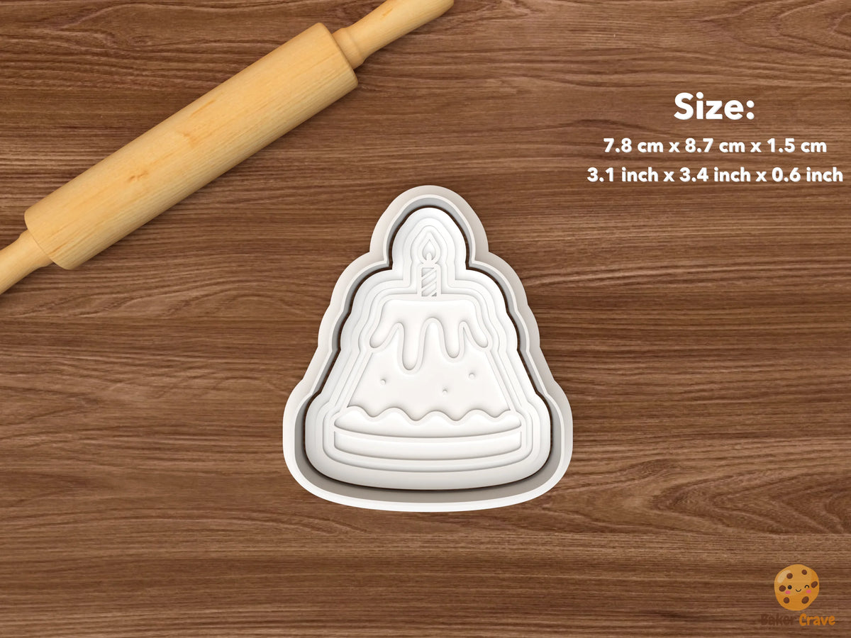 Dinosaur Birthday Cookie Cutter Set STL File - single birthday cake slice