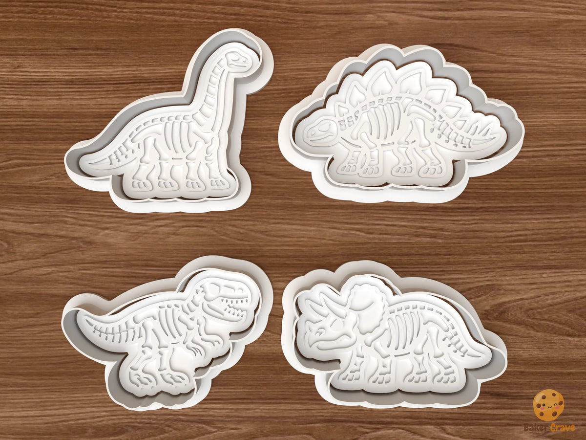 Dinosaur Fossil Cookie Cutter Set STL File - 01 set main