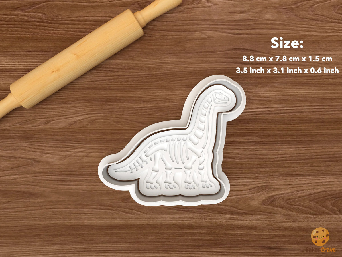 Dinosaur Fossil Cookie Cutter Set STL File - single brachiosaurus fossil
