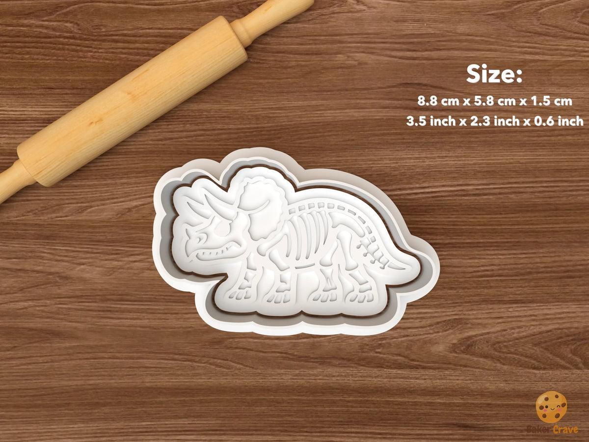 Dinosaur Fossil Cookie Cutter Set - single triceratops fossil
