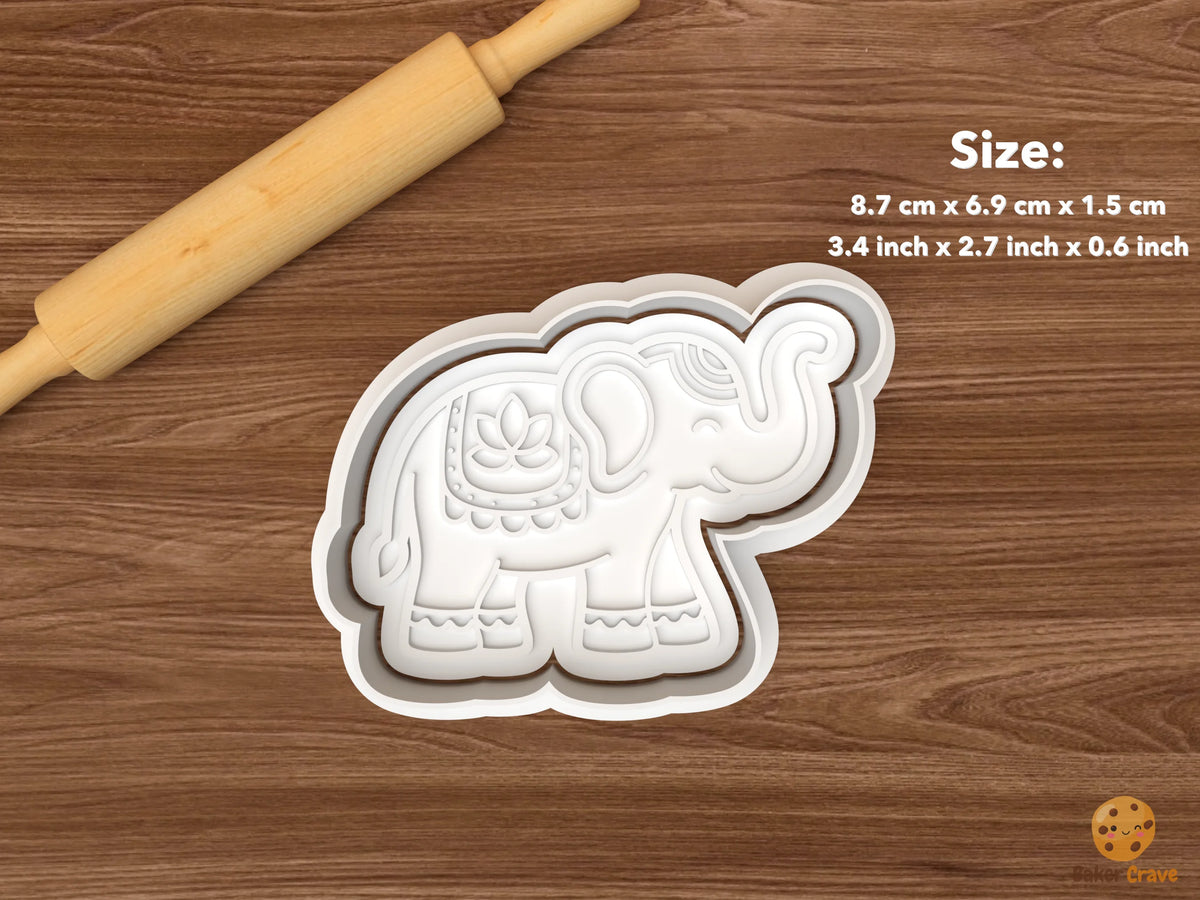 Diwali Celebration Cookie Cutter Set - single decorated elephant