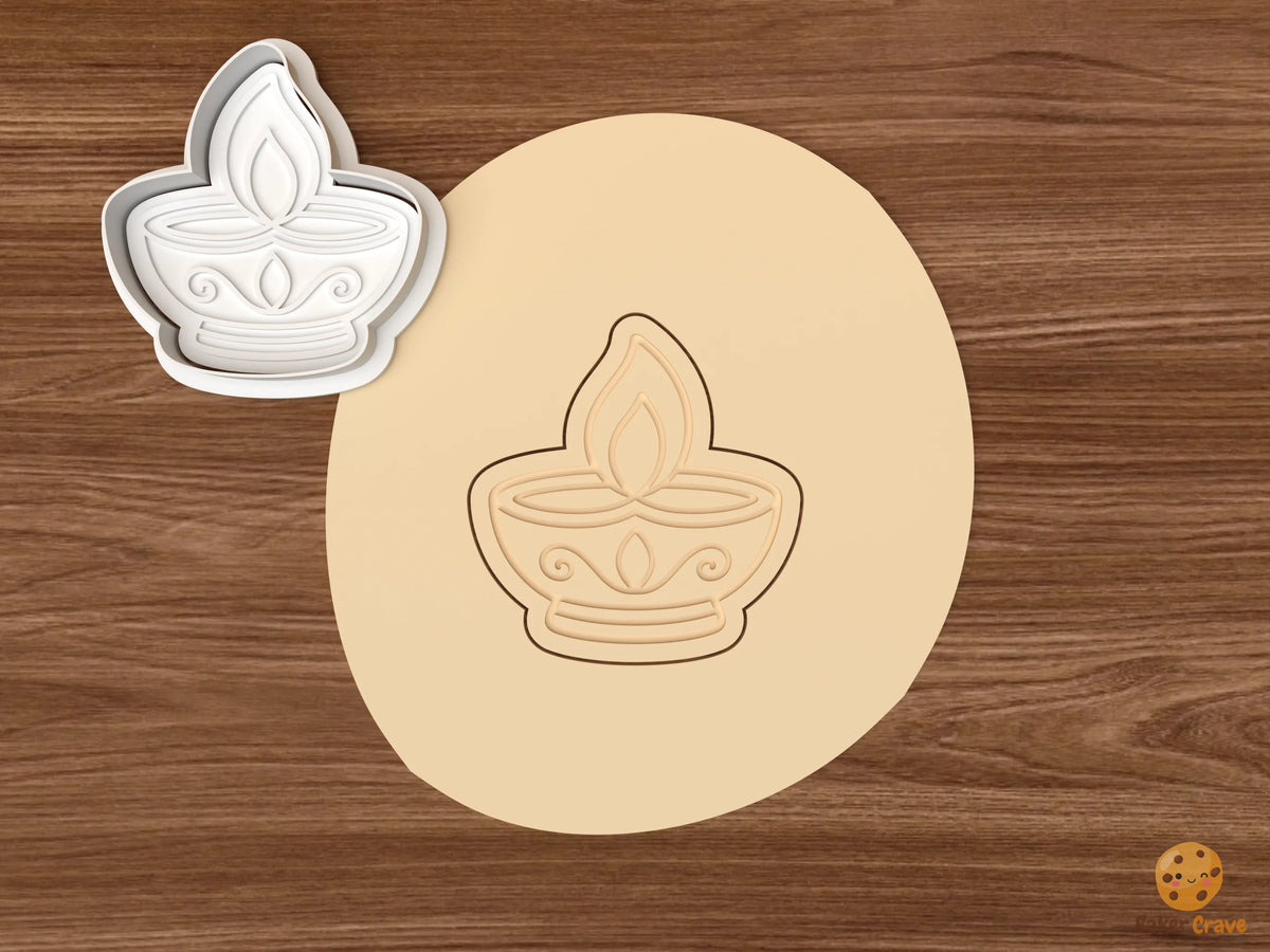 Diwali Festival Cookie Cutter Set - dough diya lamp
