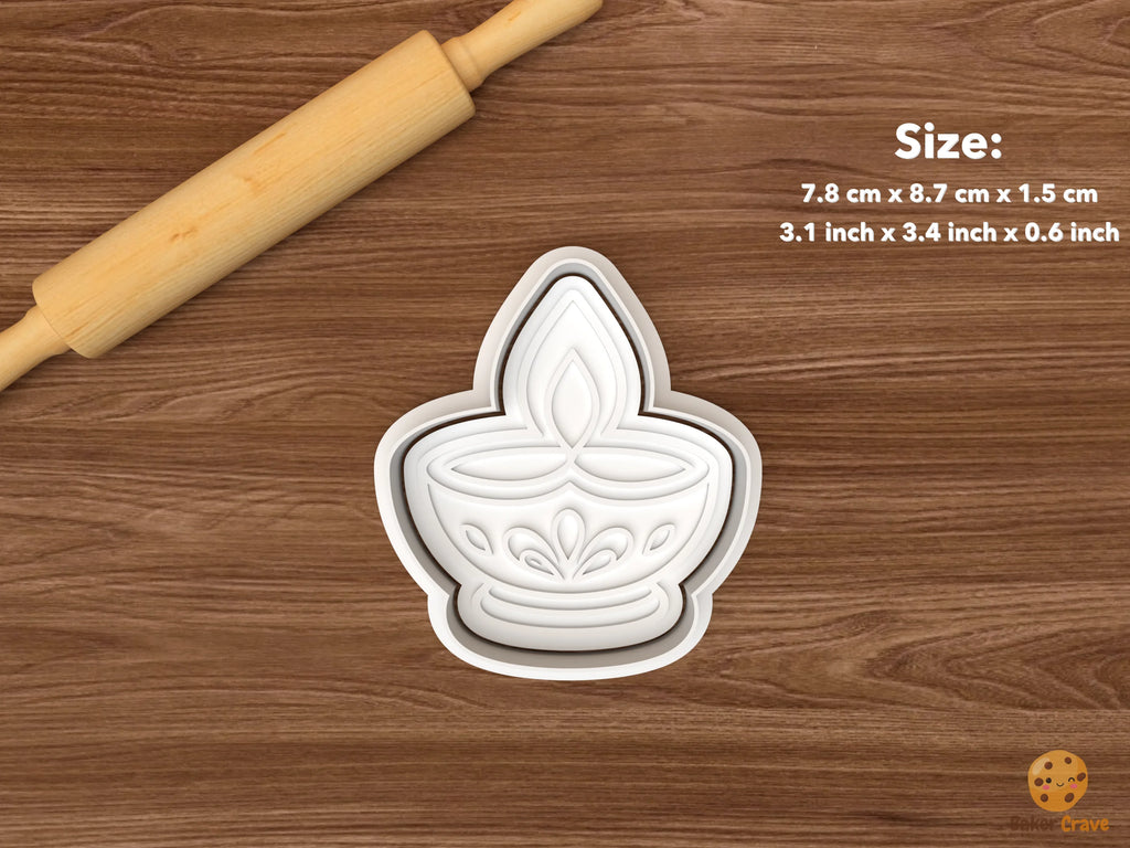 Diwali Treats Cookie Cutter Set STL File - single diya lamp