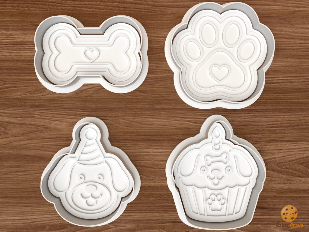 Dog Birthday Pawty Cookie Cutter Set STL File - 01 set main