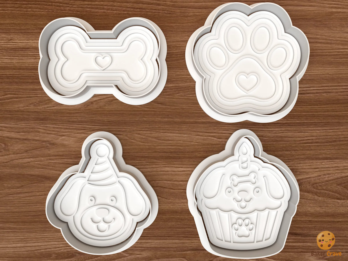 Dog Birthday Pawty Cookie Cutter Set STL File - 01 set main