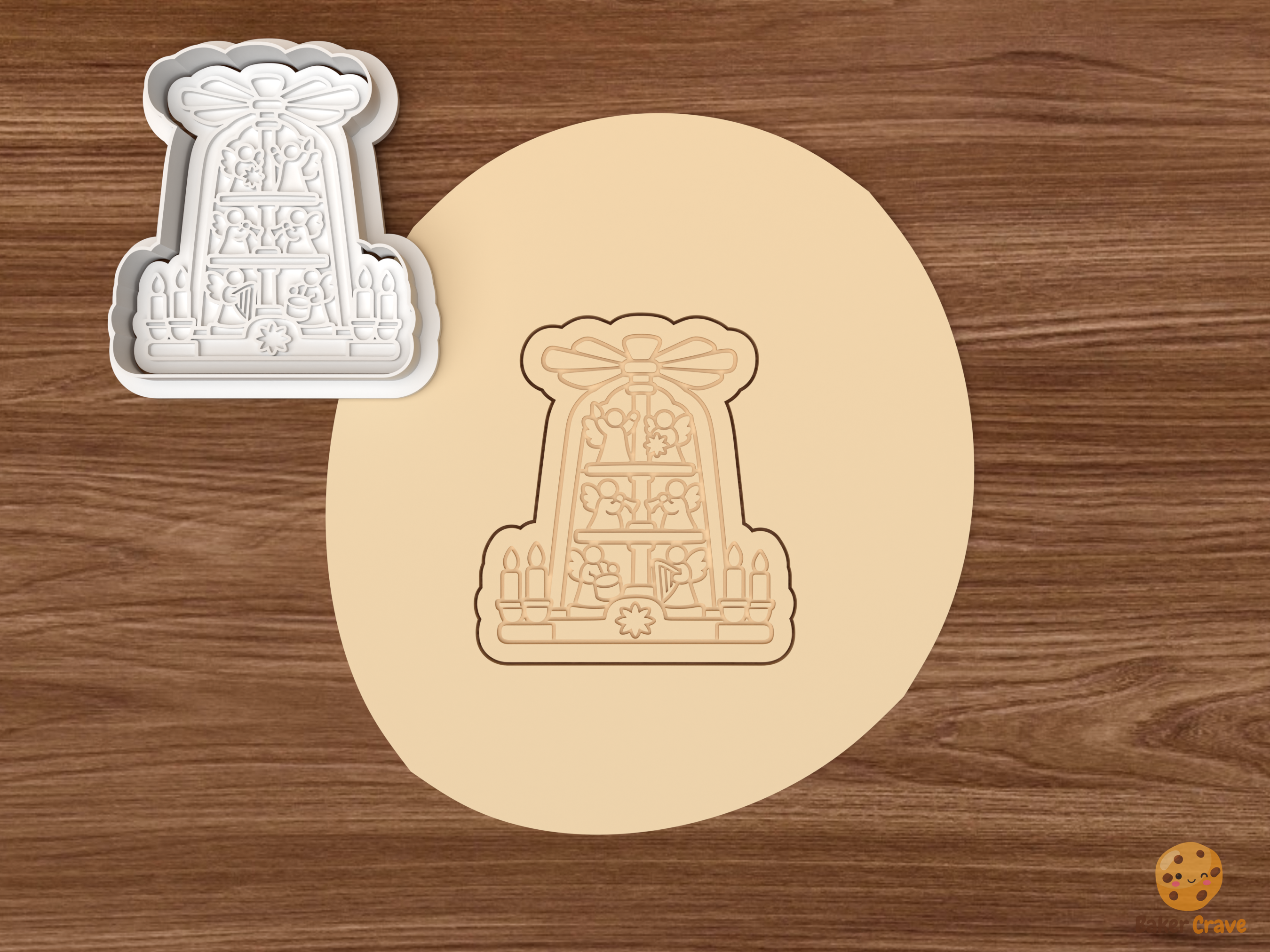 German Christmas Pyramid Cookie Cutter Set STL File - dough angel choir christmas pyramid