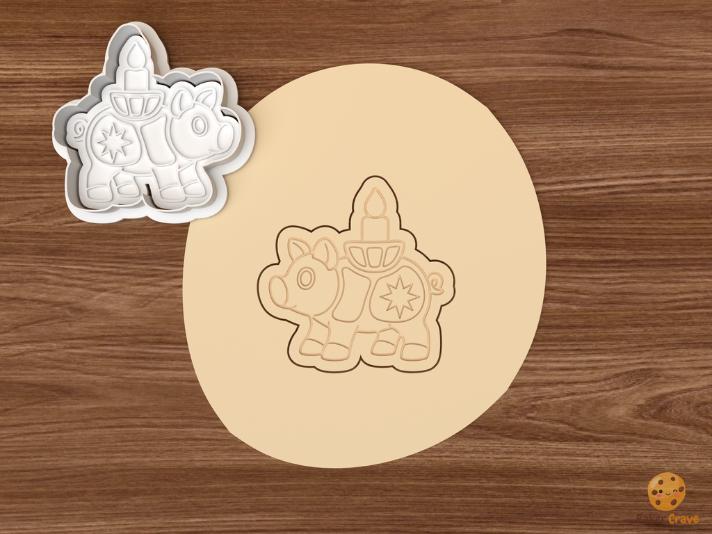 Czech Golden Pig Christmas Cookie Cutter Set STL File - dough candle golden pig
