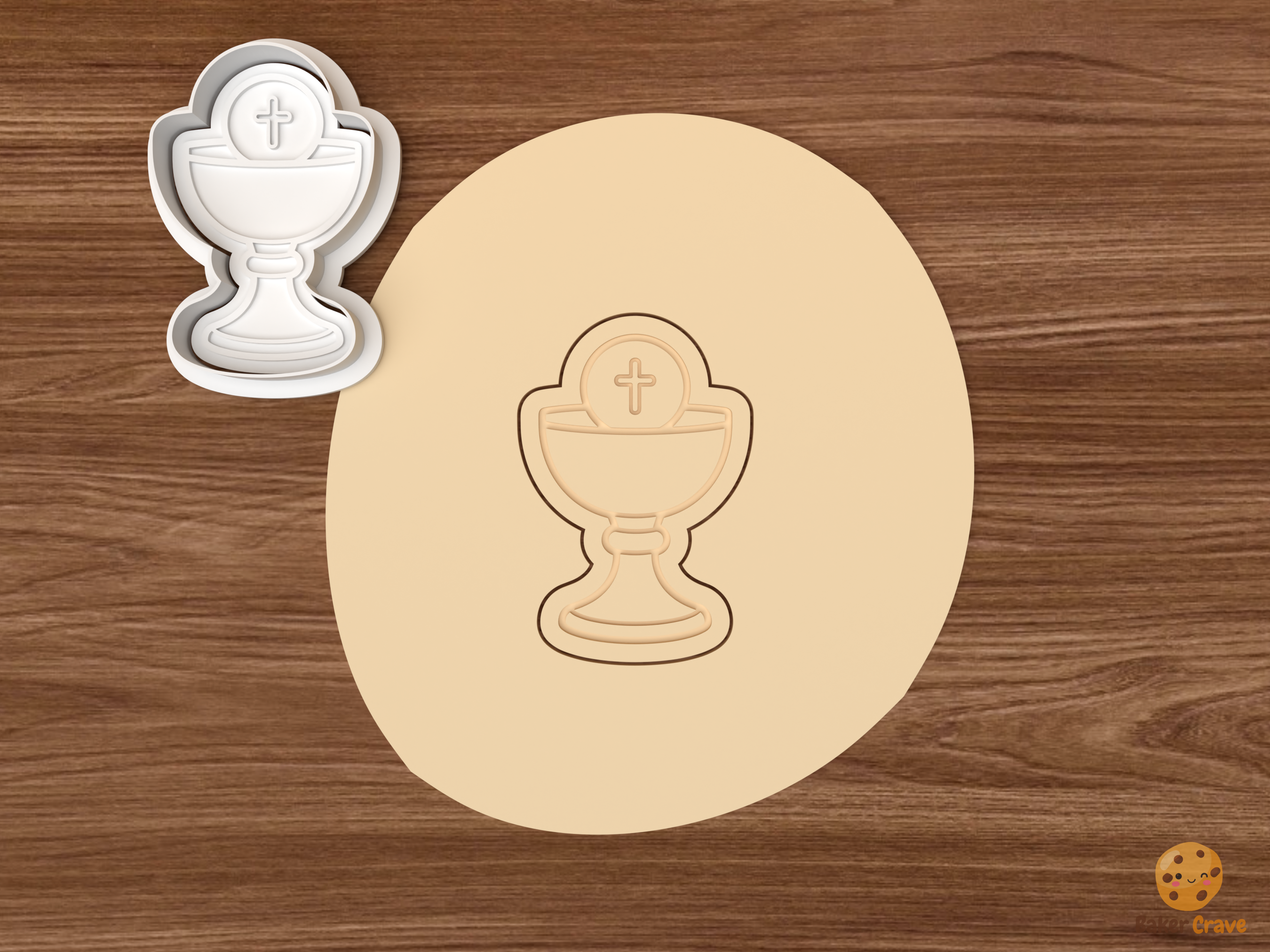 Baptism First Communion Cookie Cutter Set STL File - dough chalice with communion host