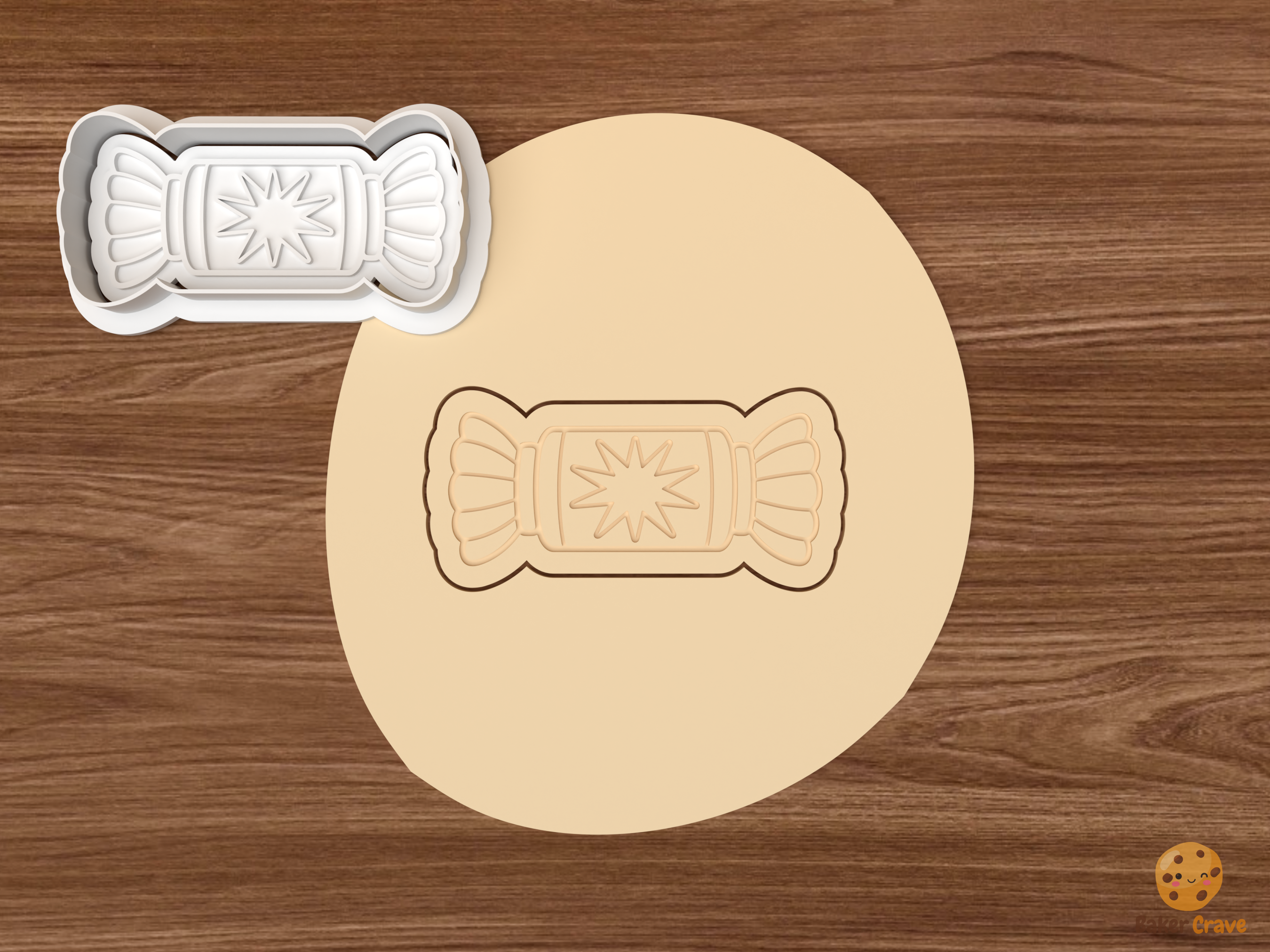 Christmas Crackers Cookie Cutter Set STL File - dough christmas cracker with starburst label