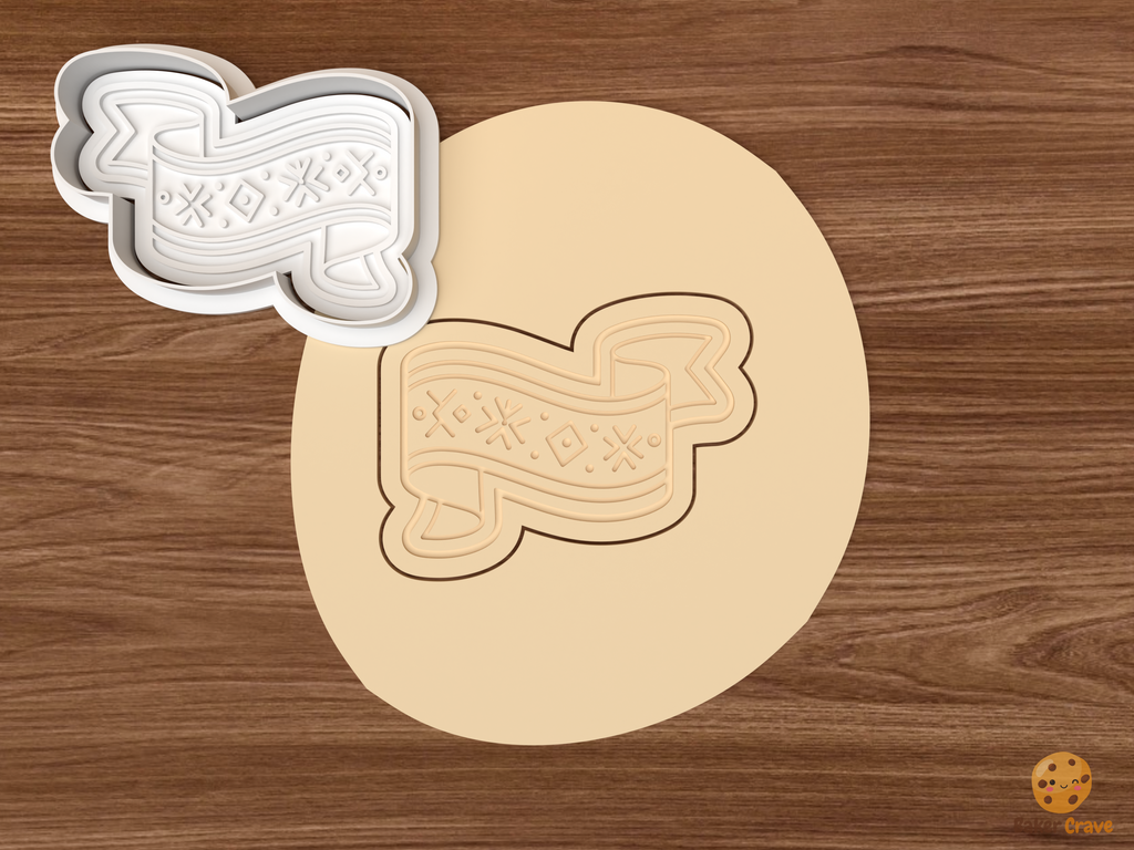 Folk Spring Cookie Cutter Set STL File - dough decorative ribbon banner
