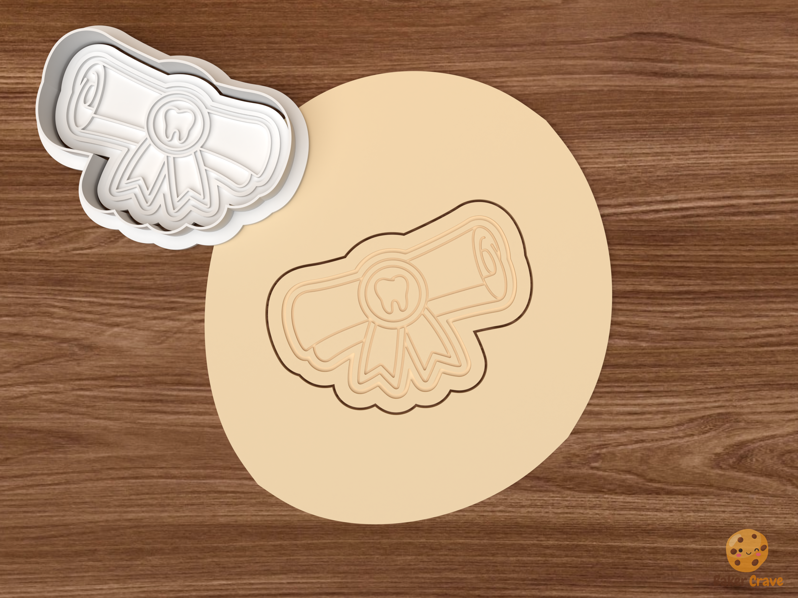 DDS Dental Graduation Cookie Cutter Set STL File - dough dental diploma ribbon