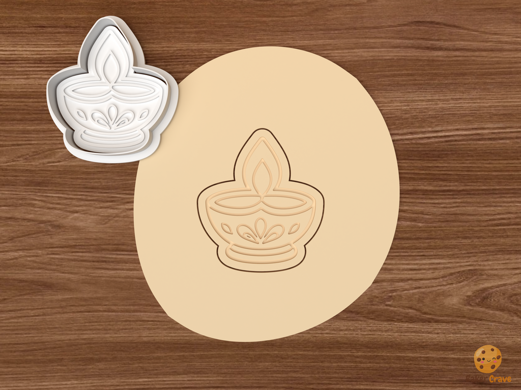 Diwali Treats Cookie Cutter Set STL File - dough diya lamp