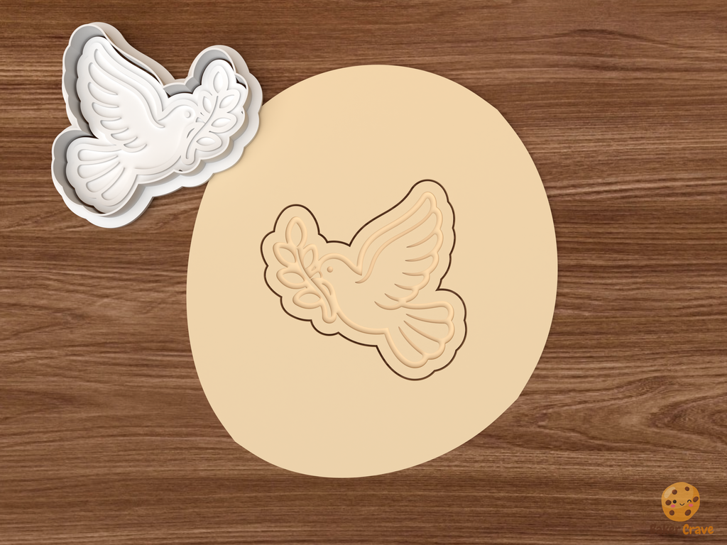 Peace Dove Cookie Cutter Set STL File - dough dove carrying olive branch