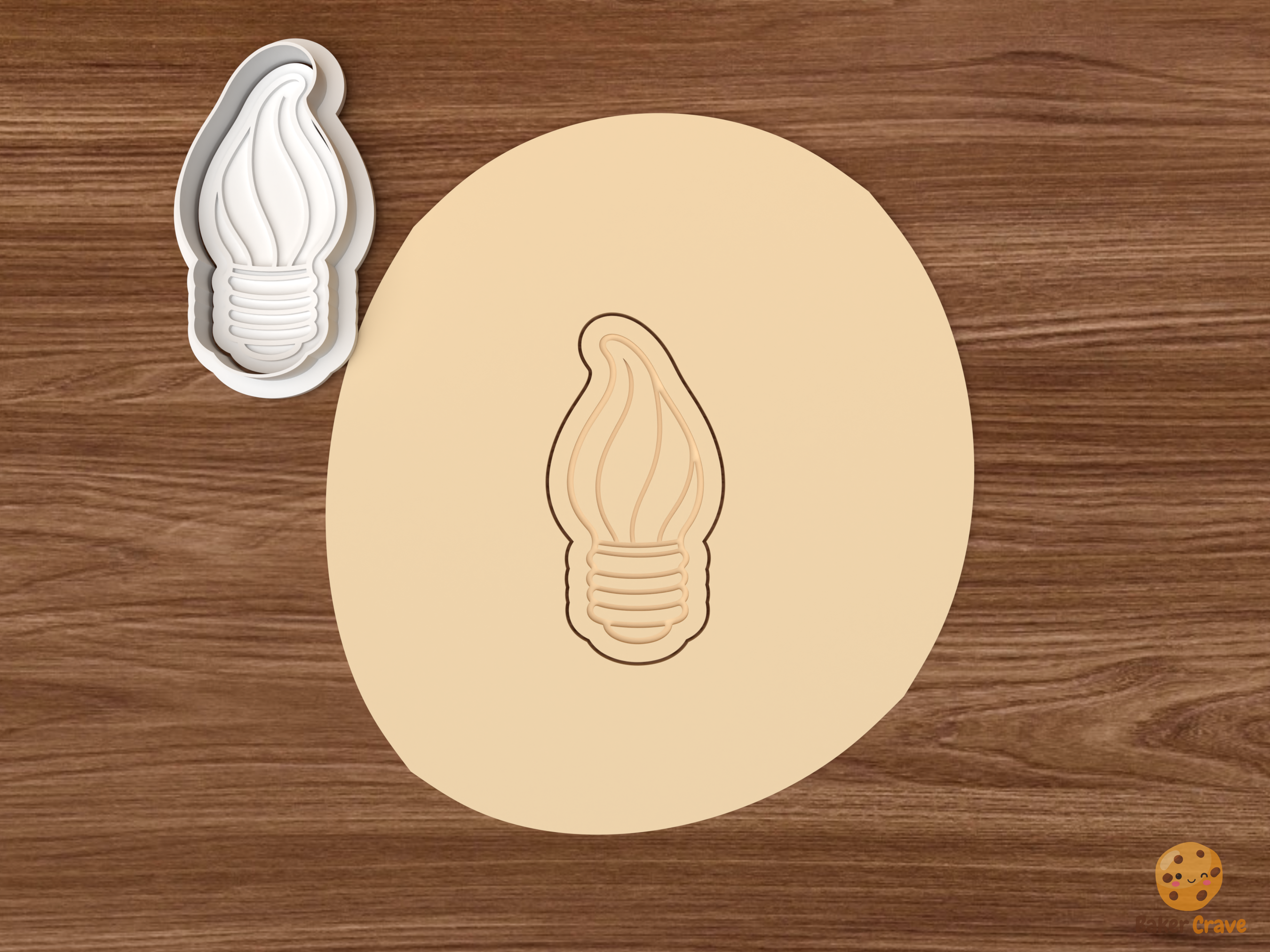 Christmas Light Bulbs Cookie Cutter Set STL File - dough flame shaped christmas light bulb