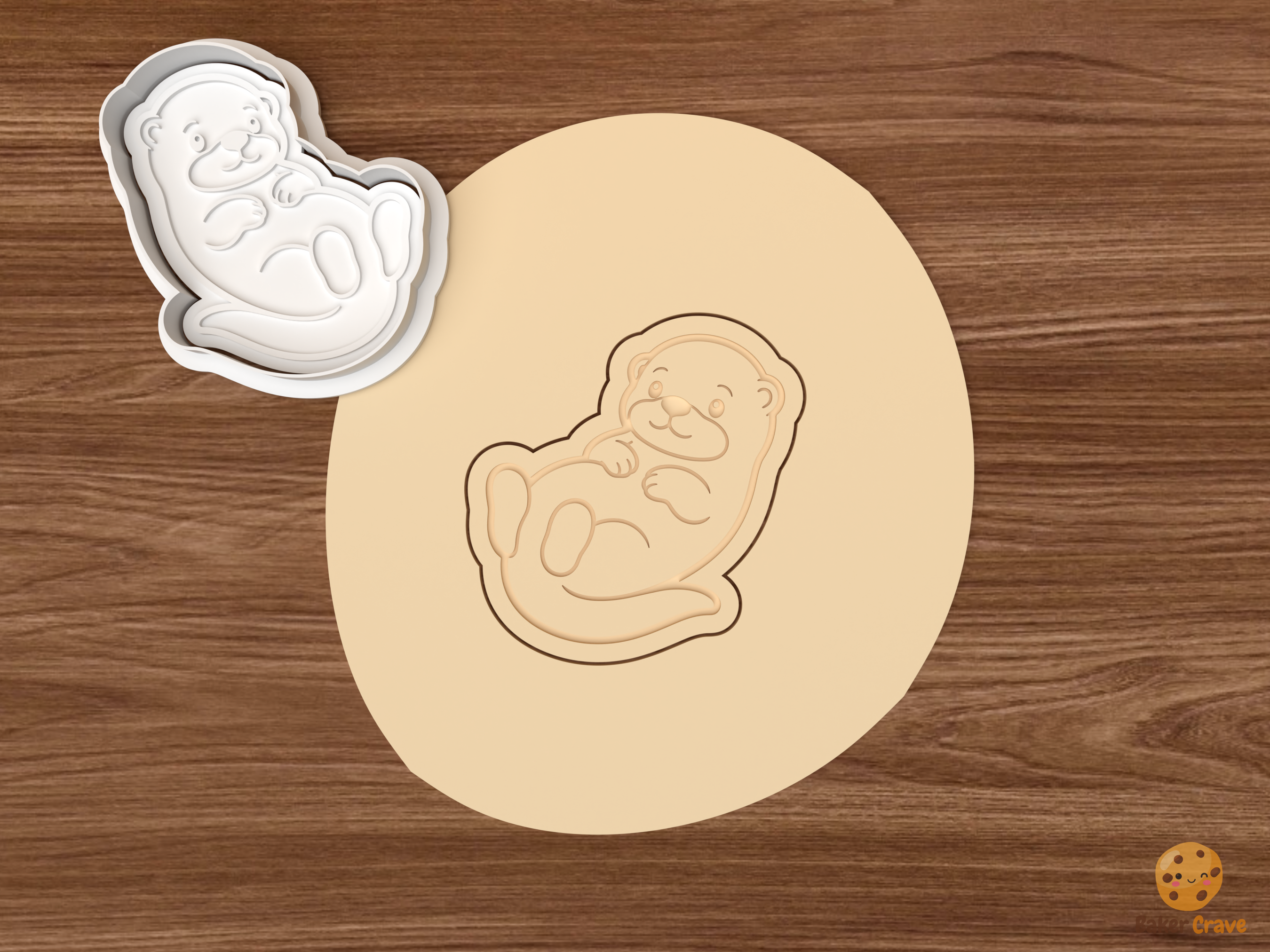 Otter Cookie Cutter Set STL File - dough floating otter
