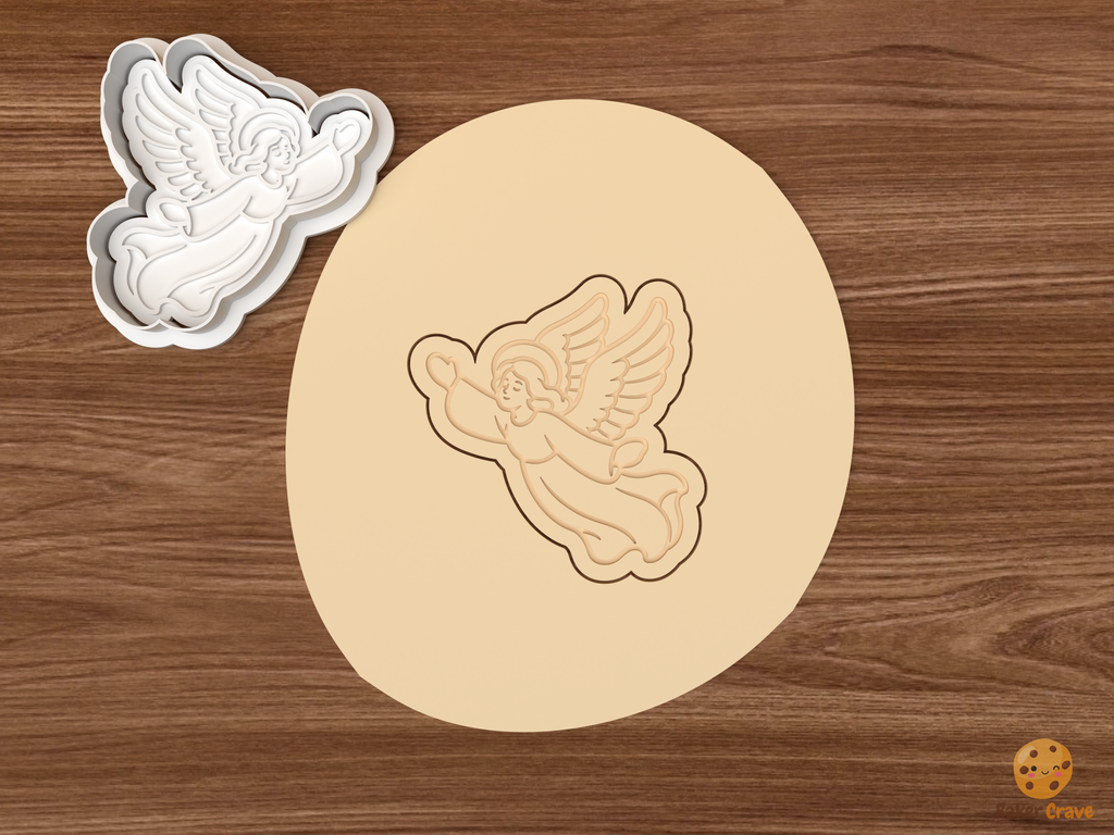 Christmas Angel Collection Cookie Cutter Set STL File - dough flying angel with heart