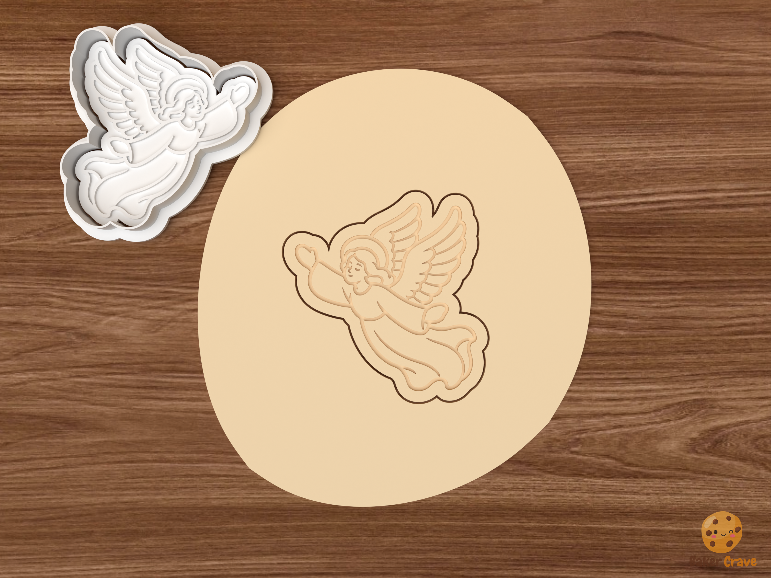Christmas Angel Collection Cookie Cutter Set STL File - dough flying angel with heart