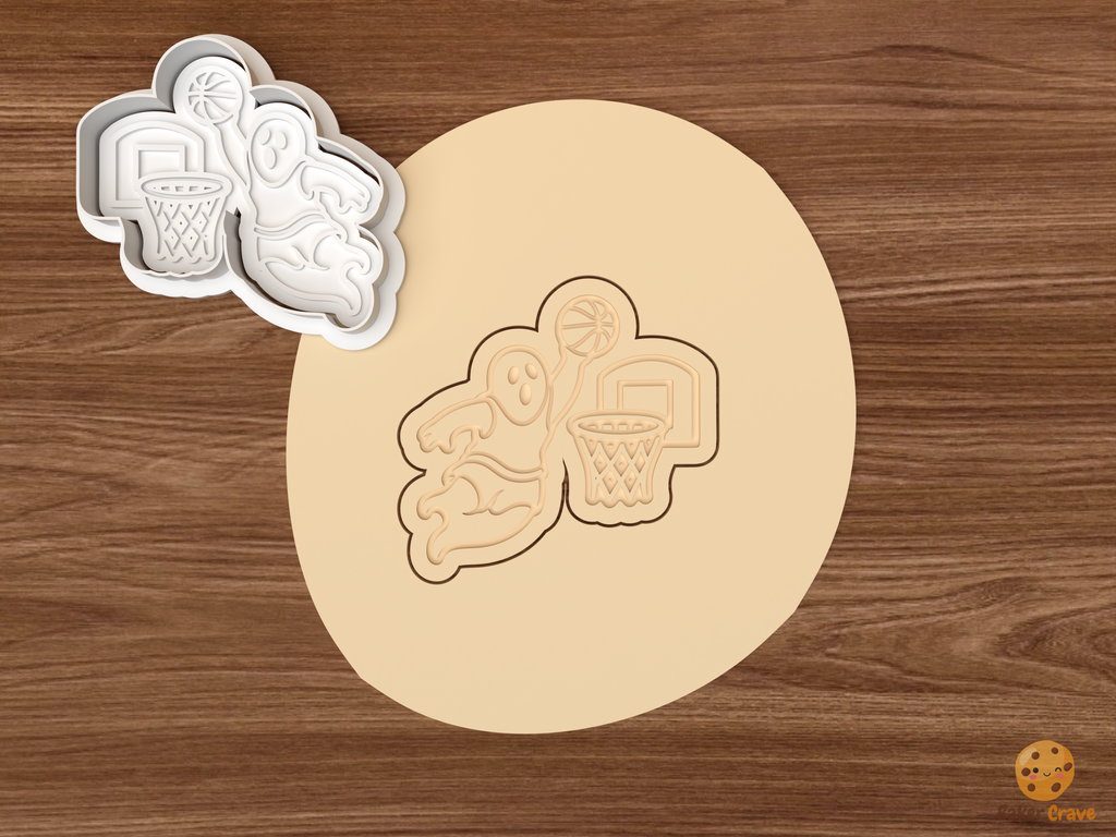 Halloween Basketball Cookie Cutter Set STL File - dough ghost basketball player dunking
